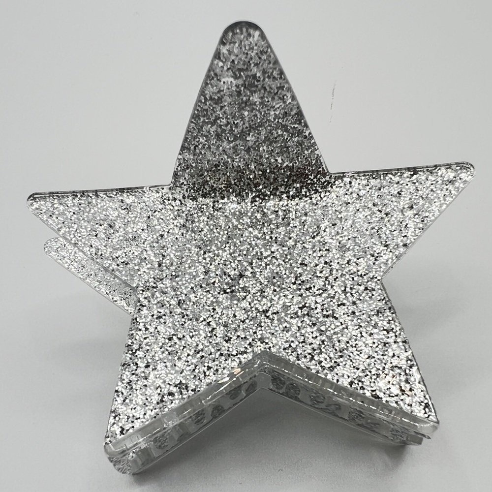 Glitter Star Hair Clip Silver New